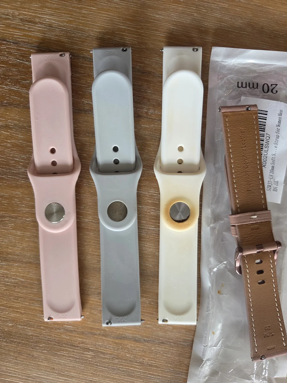 Interchangeable 20mm Watch Bands - White, Gray, Pink